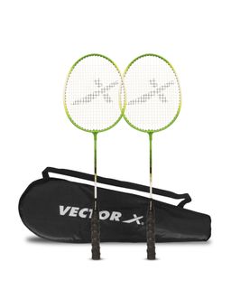 Vector X - Vxb 150 Badminton Racquet Set Aluminium Head and Steel Shaft With Full Cover - Green