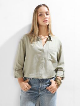 ONLY - Women'S Solid Regular Fit Beige Shirt