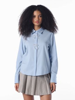 ONLY - Women'S Solid Regular Fit Blue Shirt