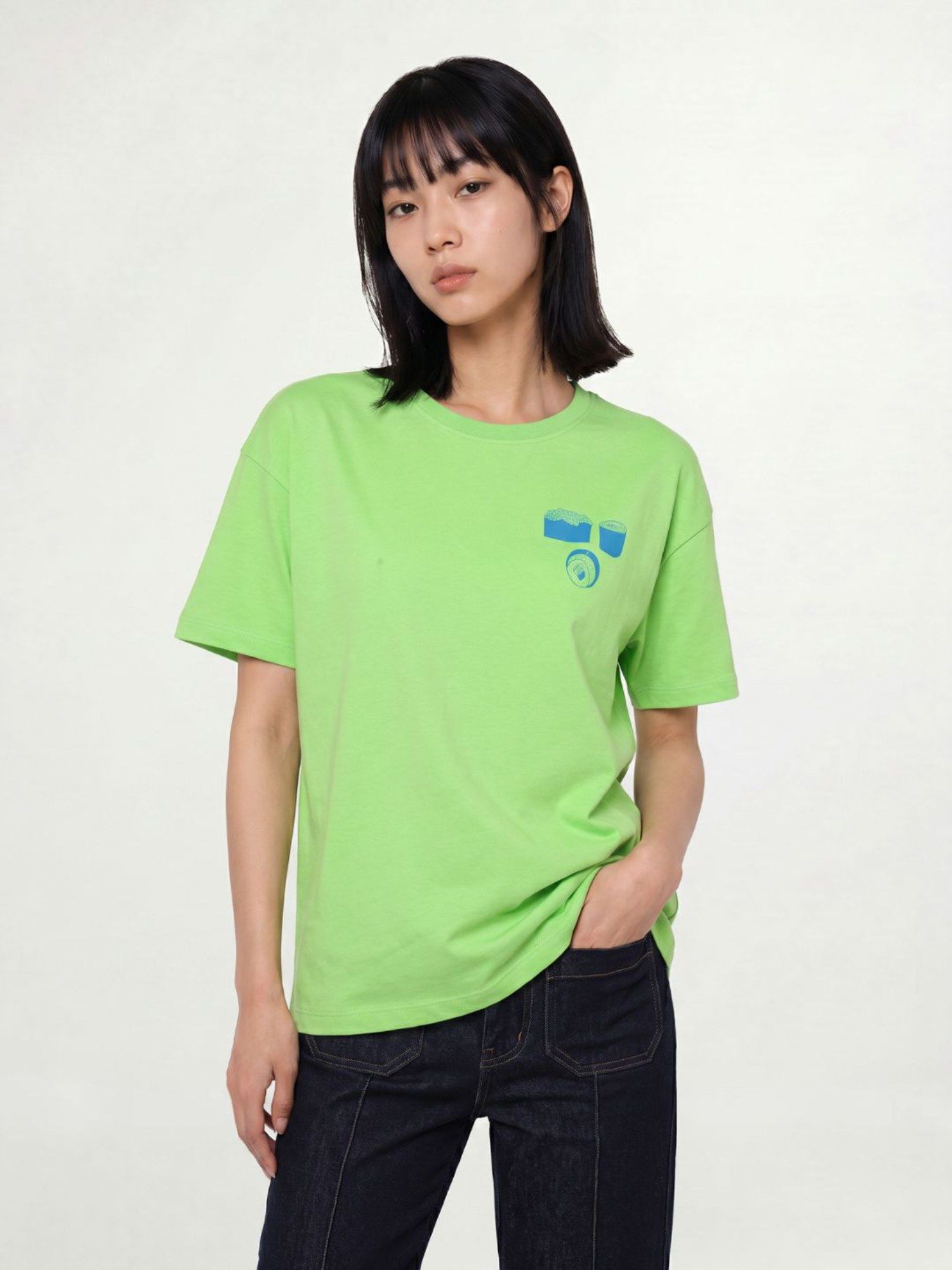 Women'S Typographic Regular Fit Green T-Shirt-image-10