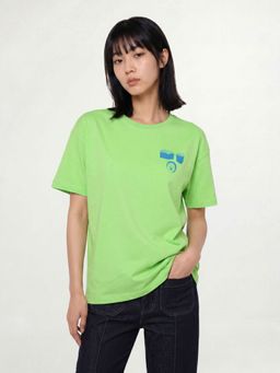 ONLY - Women'S Typographic Regular Fit Green T-Shirt