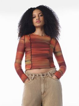 ONLY - Women'S Abstract Print Slim Fit Multicolor Top