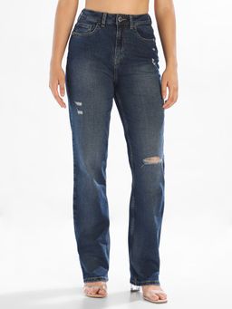 ONLY - Women'S Solid Straight Fit Blue Jeans