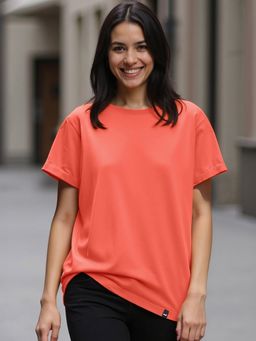 Bewakoof - Women Deep Sea Coral Pink Boyfriend T-Shirt