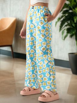 Bewakoof - Official Disney Women's Blue All Over Printed Wide Leg Pyjamas