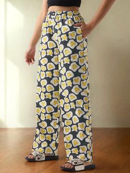 Bewakoof - Official Disney Women's Grey All Over Printed Wide Leg Pyjamas