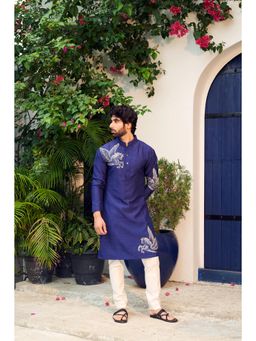 BEFITTING CLOTHING - Blue Hand Painted Kurta with Pyjama