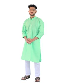 YOUTH ROBE - Men Green Cotton Straight Fit Full Sleeve Kurta with Pyjama