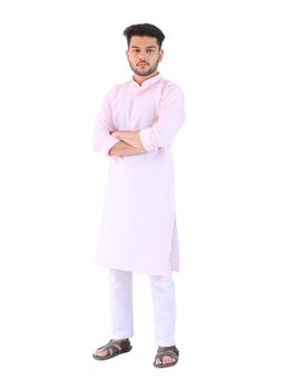 YOUTH ROBE - Men Pink Cotton Straight Fit Full Sleeve Kurta with Pyjama