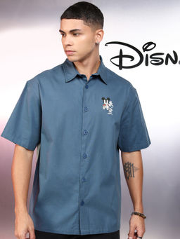 HIGHLANDER - Men Blue Mickey Printed Oversized Casual Shirt