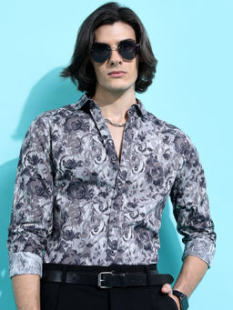 HIGHLANDER - Men Grey Slim Fit Shirt