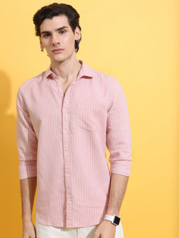 HIGHLANDER - Men Pink Slim Fit Striped Casual Shirt