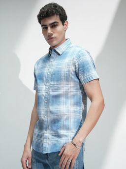 HIGHLANDER - Men Blue Regular Checked Casual Shirt