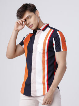 HIGHLANDER - Men Multi-Color Slim Fit Striped Shirt