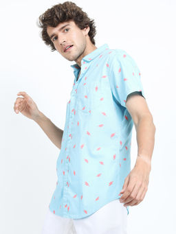 HIGHLANDER - Men Blue Slim Fit Printed Shirt