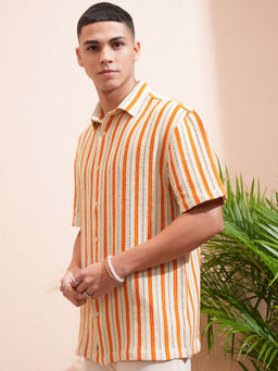 HIGHLANDER - Men Multi-Color Crochet Relaxed Shirt
