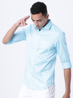 HIGHLANDER - Men Blue Solid Slim Fit Shirt