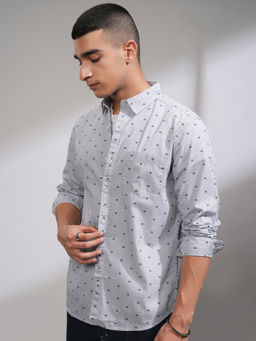 HIGHLANDER - Men Blue Printed Slim Fit Shirt