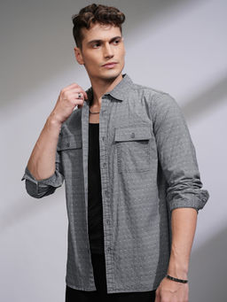 HIGHLANDER - Men Blue Sulphur Washed Regular Fit Casual Shirt