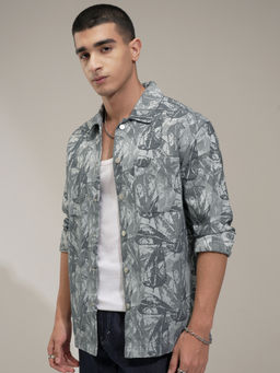 HIGHLANDER - Men Grey Slim Fit Opaque Casual Shirt