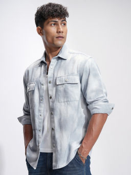 HIGHLANDER - Men Blue Relaxed Fit Printed Spread Collar Casual Shirt