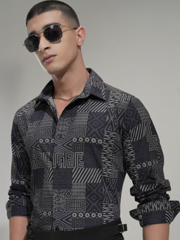 HIGHLANDER - Men Black Printed Occasion Shirt