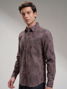 HIGHLANDER - Men Mauve Slim Fit Opaque Casual Shirt