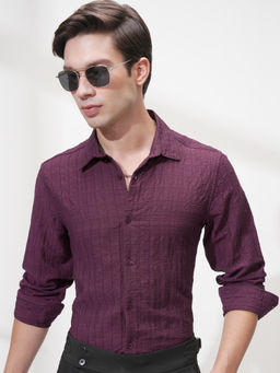 HIGHLANDER - Men Purple Slim Fit Opaque Party Shirt