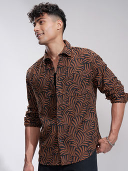 HIGHLANDER - Men Black Textured Relaxed Shirt