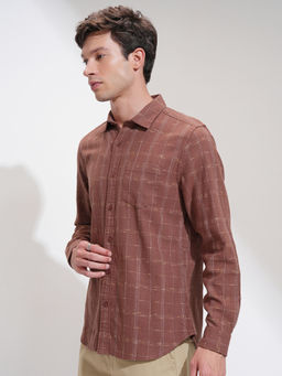 HIGHLANDER - Men Brown Slim Fit Casual Shirt