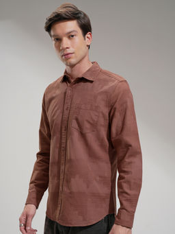 HIGHLANDER - Men Brown Slim Fit Opaque Casual Shirt