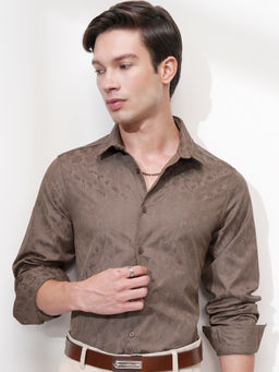 HIGHLANDER - Men Brown Floral Slim Fit Casual Shirt