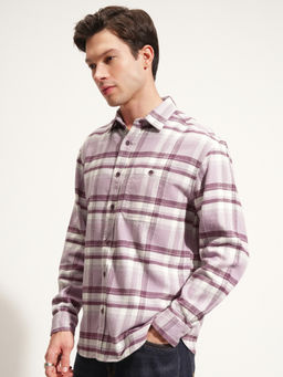 HIGHLANDER - Men Pink Flannel Checked Relaxed Shirt