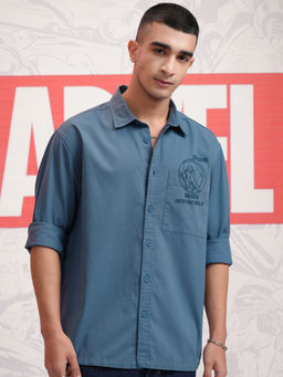 HIGHLANDER - Men Blue Avengers Printed Oversized Casual Shirt