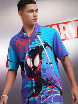 HIGHLANDER - Men Multi-Color Spider-Man Printed Viscose Relaxed Shirt