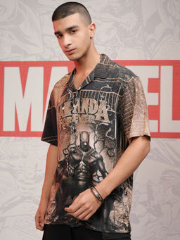 HIGHLANDER - Men Beige Printed Cuban Collar Viscose Relaxed Shirt