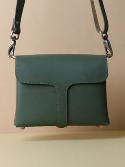 The Bicyclist - Olive Genuine Leather Box Crossbody Bag