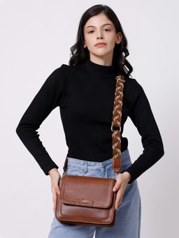 Yelloe - Tan Multicompartment Sling Bag for Women