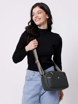Yelloe - Green Multicompartment Sling Bag for Women