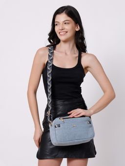 Yelloe - Denim Blue Multicompartment Sling Bag for Women