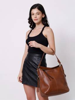 Yelloe - Tan Synthetic Leather Handbag for Women