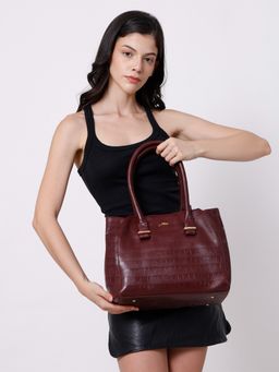 Yelloe - Maroon Pu Leather Solid Handbag for Women