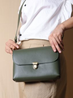 The Bicyclist - Green Crossbody Genuine Leather Shoulder Bag for Women