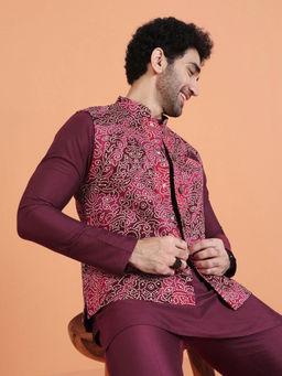 KISAH - Men Multi Color Self Design Bandhni Jacket