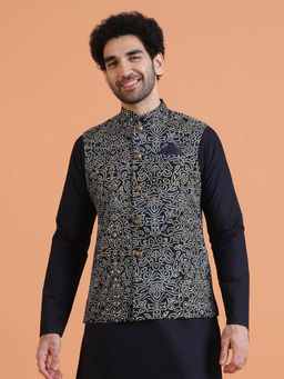 KISAH - Men Multi Color Self Design Bandhni Jacket