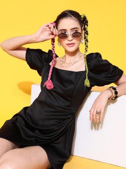 STREET 9 - Women Black Satin Dress