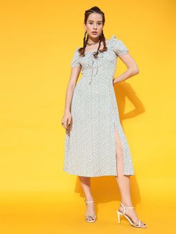 STREET 9 - Women Grey Printed Slit Dress