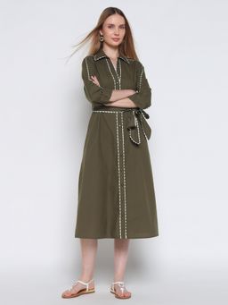Cover Story - British Charm Olive Dress with Belt