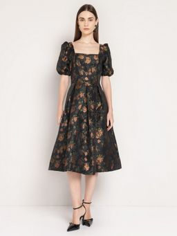 Cover Story - Golden Hour Jacquard Black Dress