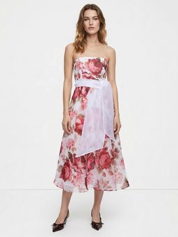 Cover Story - Camden Organza White Dress with Belt